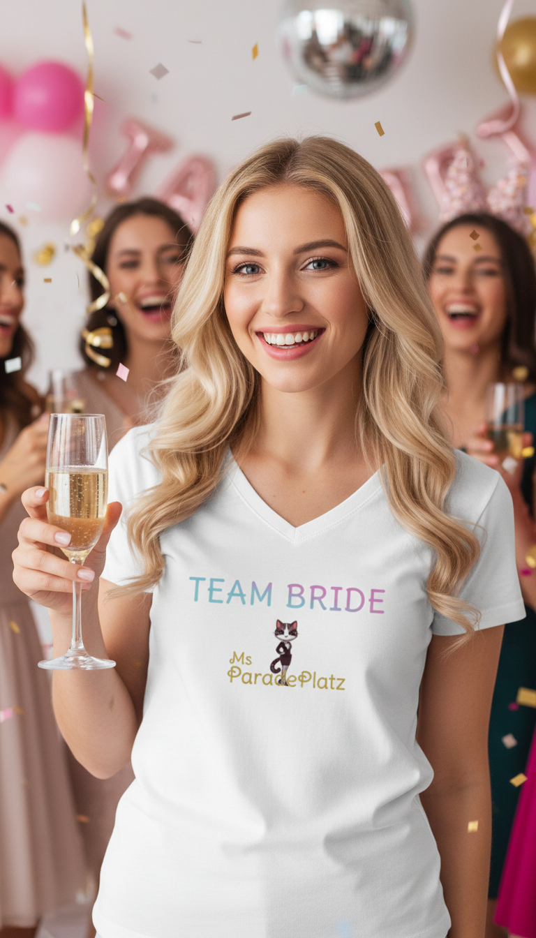 V-Neck T-shirt Team Bride Ms ParadePlatz